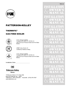 Manual Patterson-Kelley Thermific 1000 Gas Boiler
