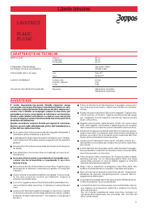 Manuale Zoppas PL443C Lavatrice