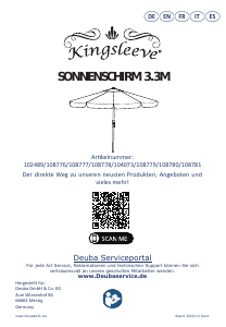 Manual Kingsleeve 102489 Garden Parasol