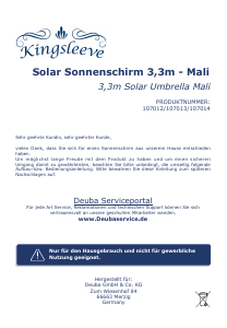 Bedienungsanleitung Kingsleeve 107012 Mali Sonnenschirm