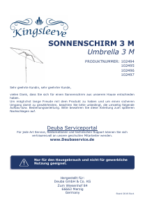 Bedienungsanleitung Kingsleeve 102495 Sonnenschirm