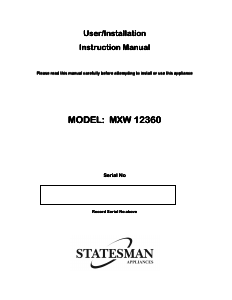 Manual Statesman MXW12360 Washing Machine