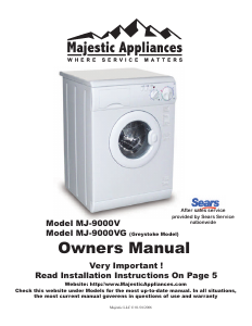 Manual Majestic Appliances MJ-9000VG Washing Machine