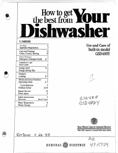 Manual GE GSD400Y Dishwasher