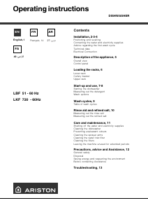 Mode d’emploi Ariston LBF 51 X AUS Lave-vaisselle
