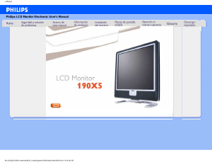 Manual de uso Philips 190X5FB Monitor de LCD