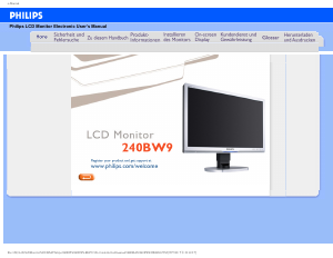 Bedienungsanleitung Philips 240BW9CS LCD monitor