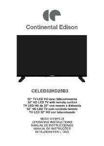 Mode d’emploi Continental Edison CELED32HD25B3 Téléviseur LED