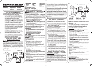 Mode d’emploi Hamilton Beach 11561 Défroisseur