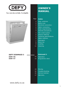 Handleiding Defy DDW 156 Vaatwasser