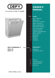 Manual Defy DDW 157 Dishwasher