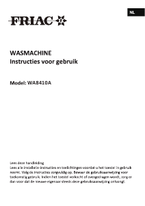 Mode d’emploi Friac WA 8410A Lave-linge