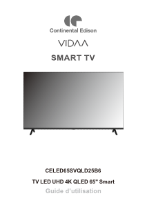 Mode d’emploi Continental Edison CELED65SVQLD25B6 Téléviseur LED