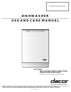Manual Dacor PD24SG Dishwasher