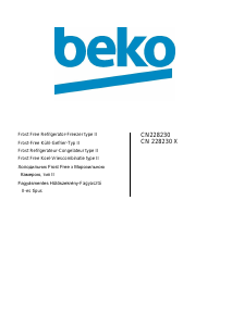 Посібник BEKO CN228230X Холодильник із морозильною камерою