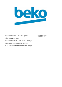 Посібник BEKO CS234020T Холодильник із морозильною камерою