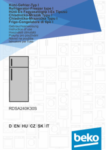 Manuál BEKO RDSA240K30S Lednice s mrazákem