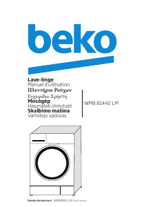 Mode d’emploi BEKO WMB 81442 LM Lave-linge