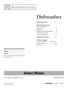 Manual Americana ADW1000KWW Dishwasher