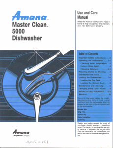 Manual Amana Master Clean 5000 Dishwasher