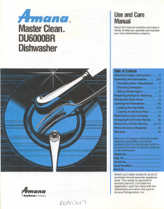 Manual Amana Master Clean DU6000BR Dishwasher