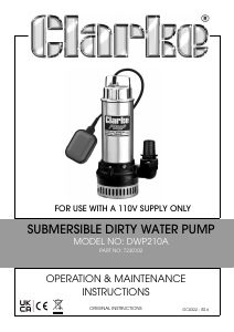 Manual Clarke DWP 210A Water Pump