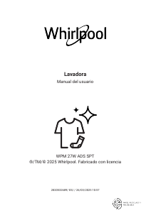Manual de uso Whirlpool WPM 27W ADS SPT Lavadora