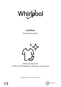 Manual de uso Whirlpool WPM 87W ADS SPT Lavadora