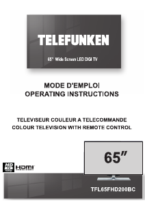 Mode d’emploi Telefunken TFL65FHD200BC Téléviseur LED