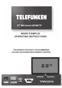 Mode d’emploi Telefunken TFMV22DVX Téléviseur LCD