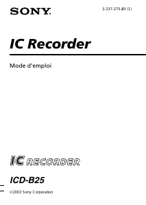 Mode d’emploi Sony ICD-B25 Enregistreur numérique