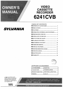 Mode d’emploi Sylvania 6241CVB Magnétoscope