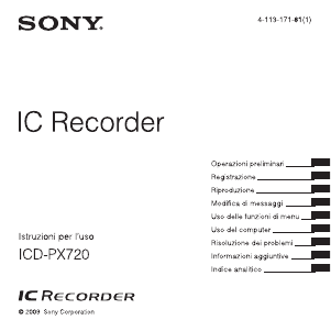 Manuale Sony ICD-PX720 Registratore vocale