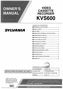 Manual Sylvania KVS600 Video recorder