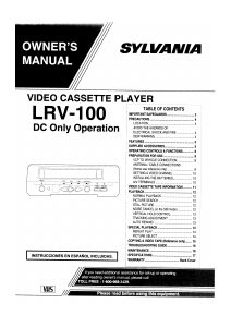 Manual Sylvania LRV-100 Video recorder