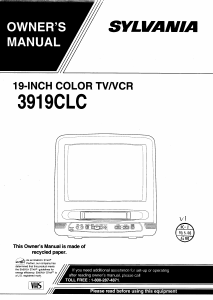 Manual Sylvania 3919CLC Television