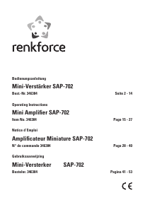 Manual Renkforce SAP-702 Amplifier