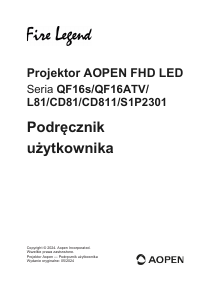 Instrukcja Aopen QF16s Projektor