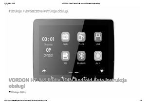 Instrukcja Vordon HT-945 Chester Radio samochodowe