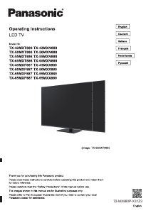 Mode d’emploi Panasonic TX-50MXF887 Téléviseur LED