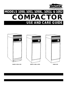 Manual Broan 1051 Trash Compactor