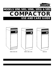 Manual Broan 1052 Trash Compactor