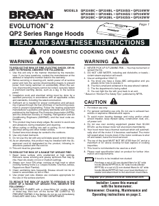 Mode d’emploi Broan QP230BC Evolution 2 Hotte aspirante