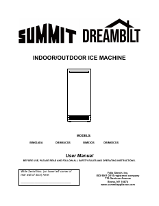 Handleiding Summit BIM62ADALHD IJsblokjesmachine