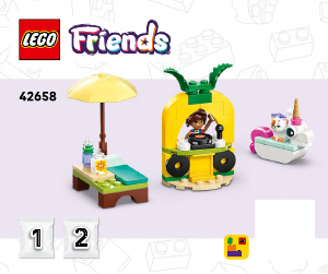 Vadovas Lego set 42658 Friends Vienaragio ir flamingo baseino vakarėlis