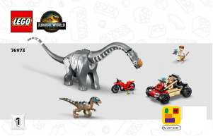 Rokasgrāmata Lego set 76973 Jurassic World Plēsēja un titanozaura izsekošanas misija