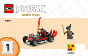 Vadovas Lego set 71840 Ninjago Rogue ir Drikso lenktyninių automobilių kova