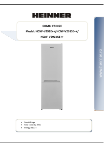Manual Heinner HCNF-V291SE++ Combina frigorifica