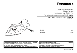 Mode d’emploi Panasonic NI-S630V Fer à repasser