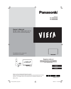 Manual Panasonic TC-60AS530 Viera LCD Television